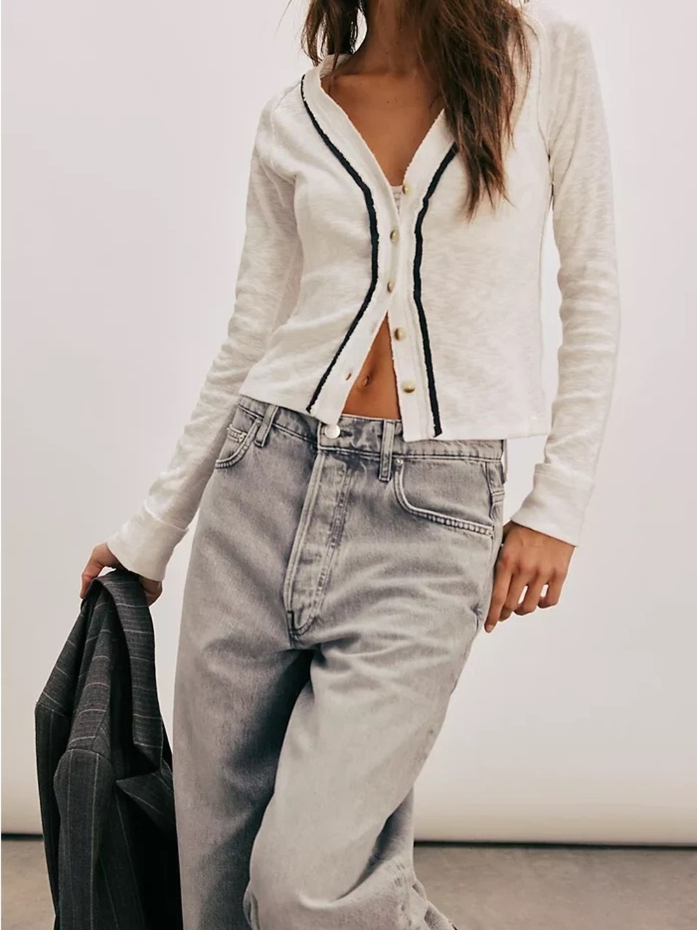 NWT Free People We The Free Tipton Cardigan Black and White